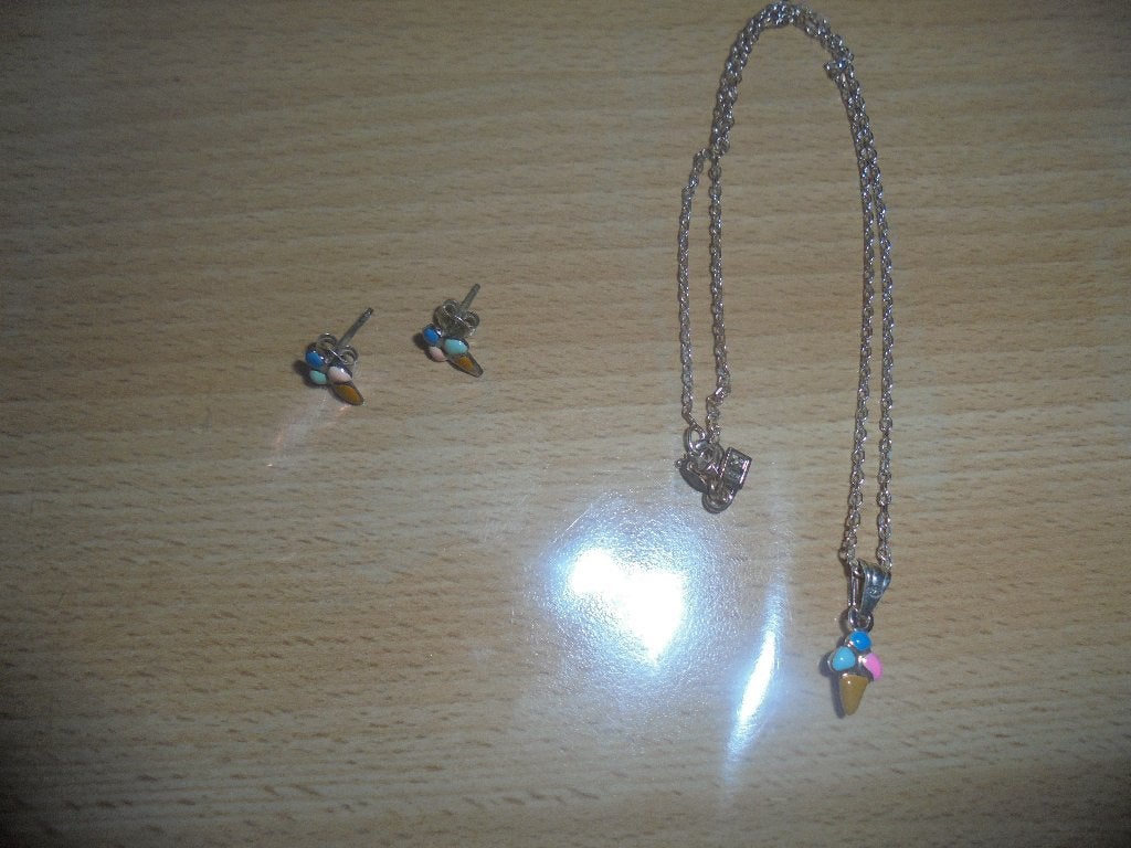 kinderoorbellen + ketting + armband ijsjes, Ophalen of Verzenden, Zo goed als nieuw, Sieraden