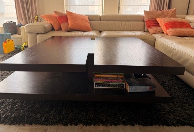 Moderne design salontafel – donkerbruin/wengé, Huis en Inrichting, Tafels | Salontafels, Ophalen, Gebruikt, 50 tot 100 cm, 50 tot 100 cm