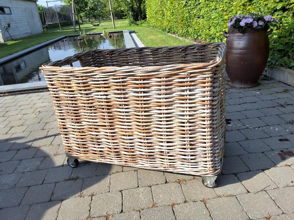 Rieten opbergmand, Tuin en Terras, Ophalen, Gebruikt, Rotan, Tuinset