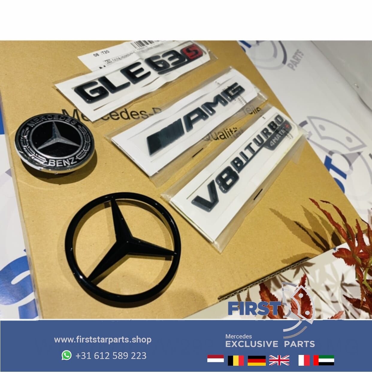 V167 C167 GLE63 4MATIC+ STER AMG LOGO SET ZWART EMBLEMEN SET, Gebruikt, -, Ophalen of Verzenden, -