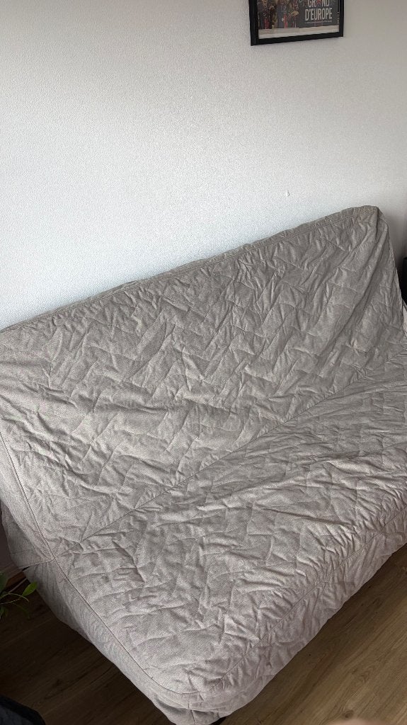 IKEA 2-zits grijze slaapbank, Huis en Inrichting, Ophalen, Gebruikt, Tweepersoons, 140 cm