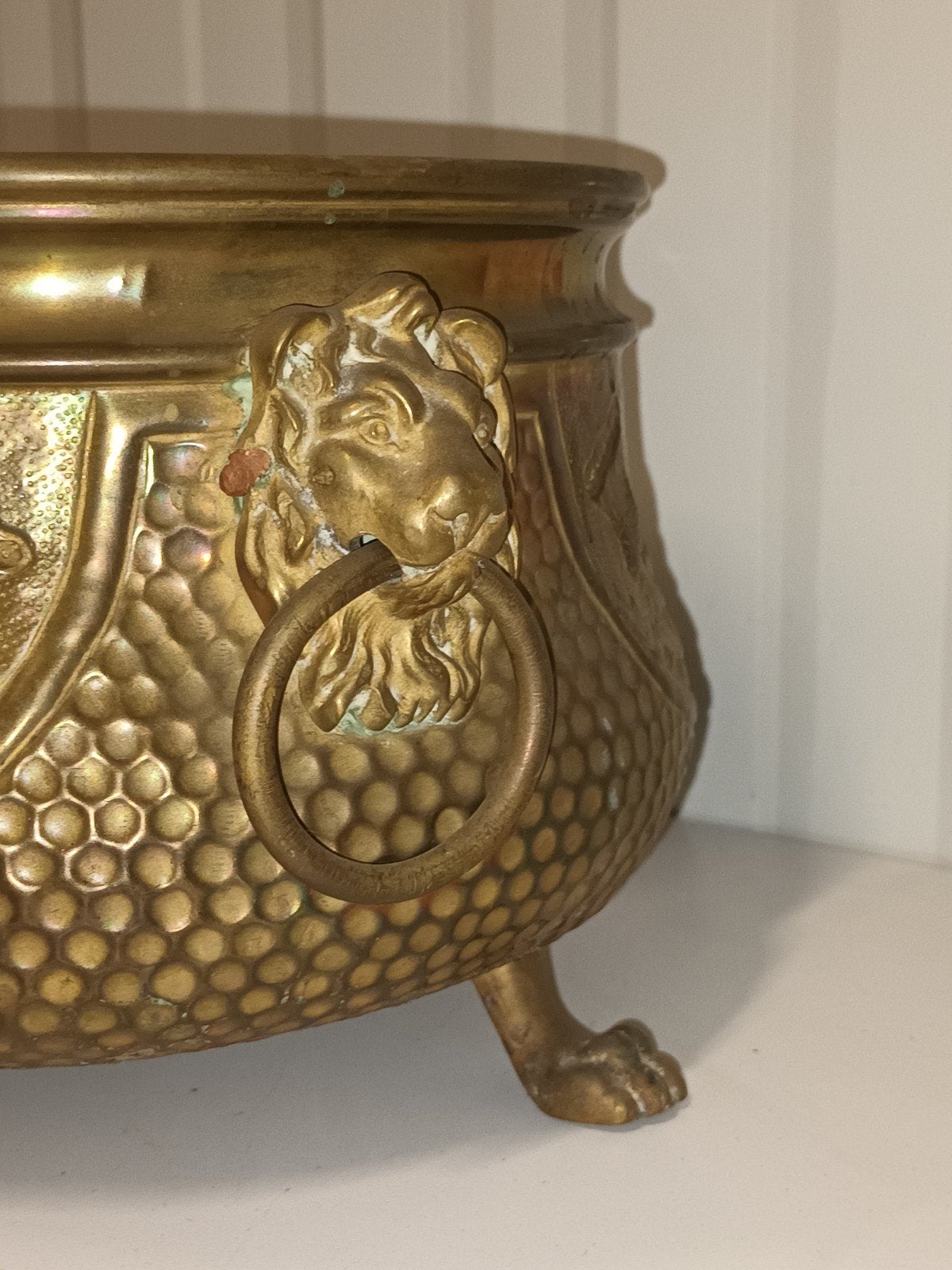 Prachtige antieke messing jardinière / cache-pot, Enlèvement ou Envoi, Cuivre