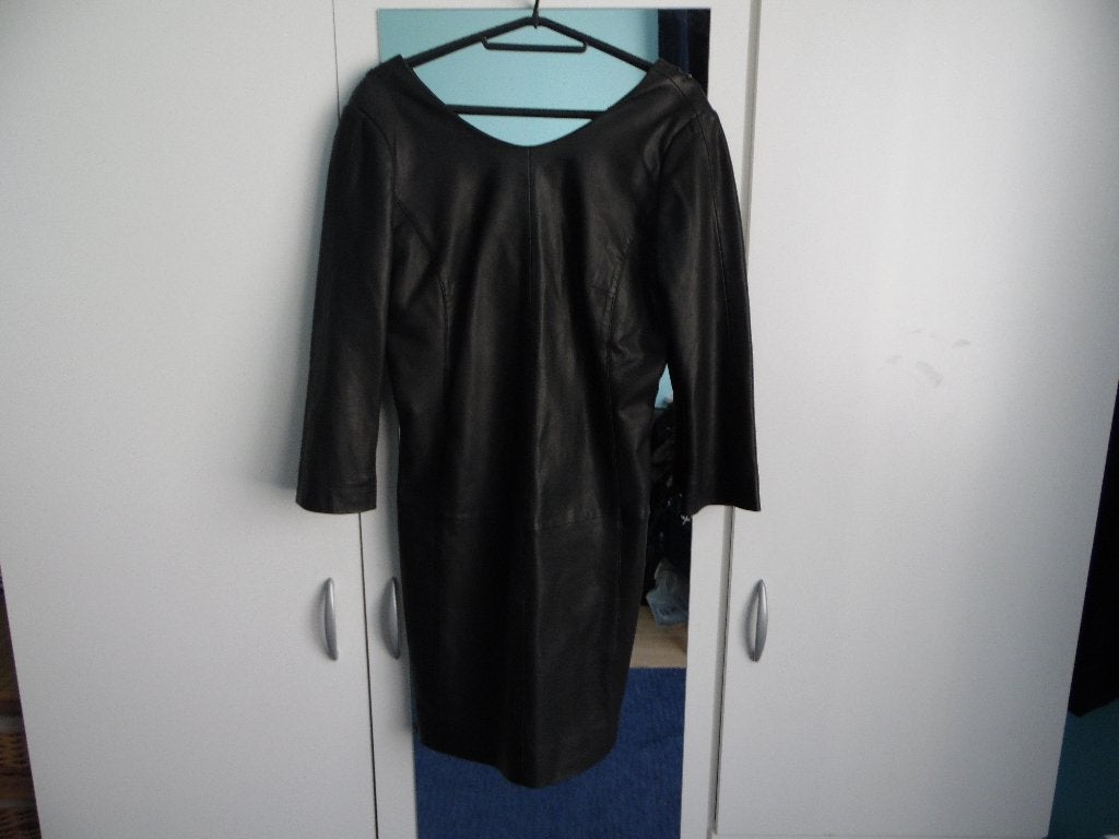 LEREN JURK VAN IKKS, Kleding | Dames, Jurken, Zo goed als nieuw, Maat 36 (S), Zwart, Knielengte, Ophalen of Verzenden