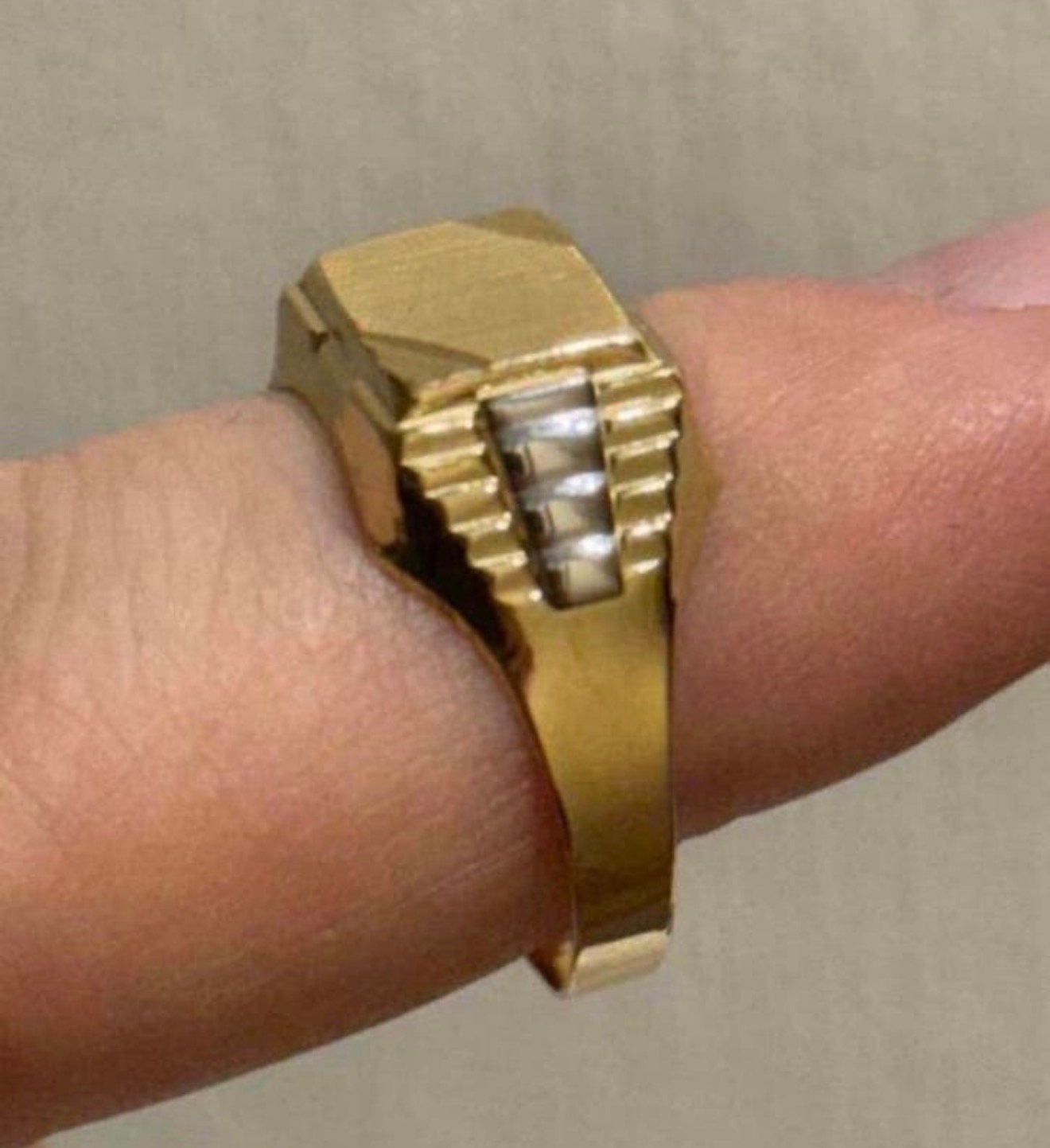 Heren Rolex ring 18 karaat geel en witgoud met certificaat!, 20 of groter, Nieuw, Ophalen of Verzenden, Goud