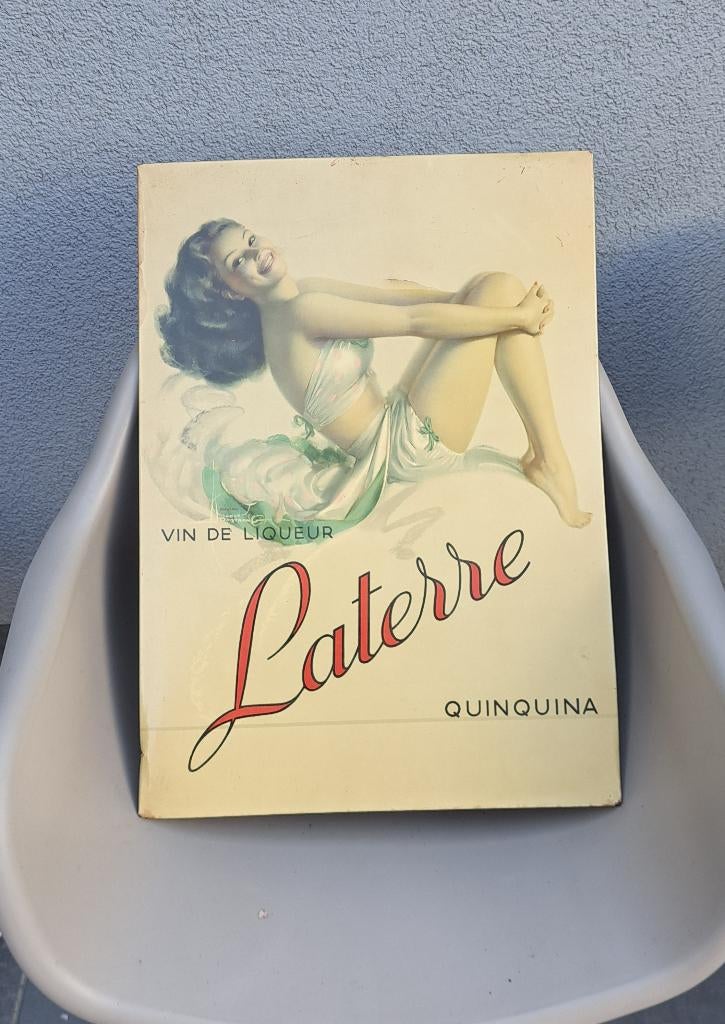 Laterre pin up reclame jaren 50 glacoide, Verzamelen, Ophalen of Verzenden, Gebruikt, Reclamebord