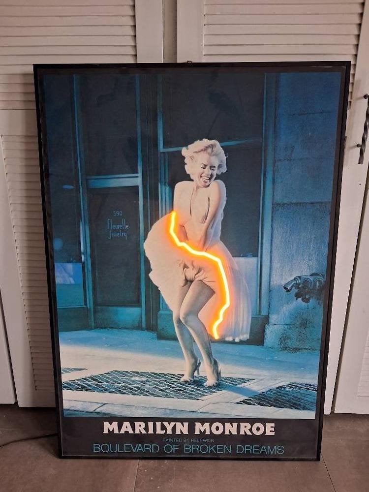 Prachtig XL Vintage 3D Neon Wandbord – Marilyn Monroe, Ophalen, Gebruikt, 120 cm, Vintage