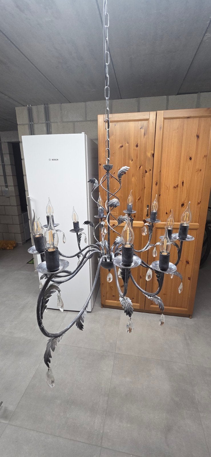 Landelijke kroonluchter, Huis en Inrichting, Ophalen, Gebruikt, E14 (klein), Landelijk