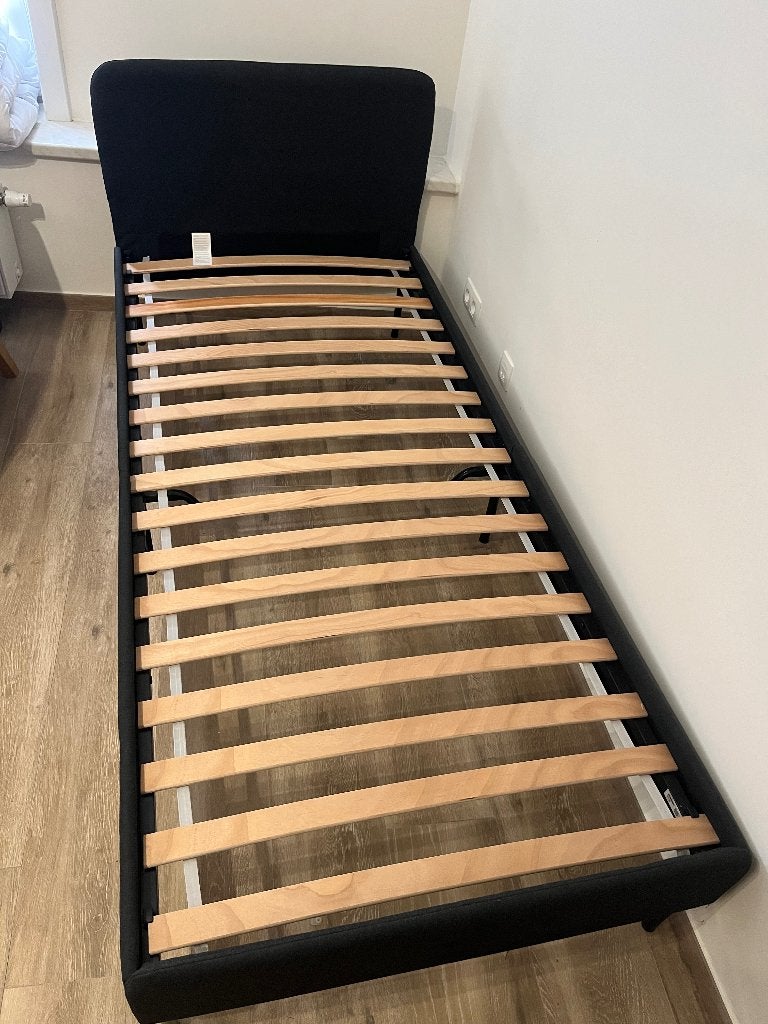 IKEA SLATTUM: Bed met lattenbodem, 90 cm, Gris, Tissu, Enlèvement