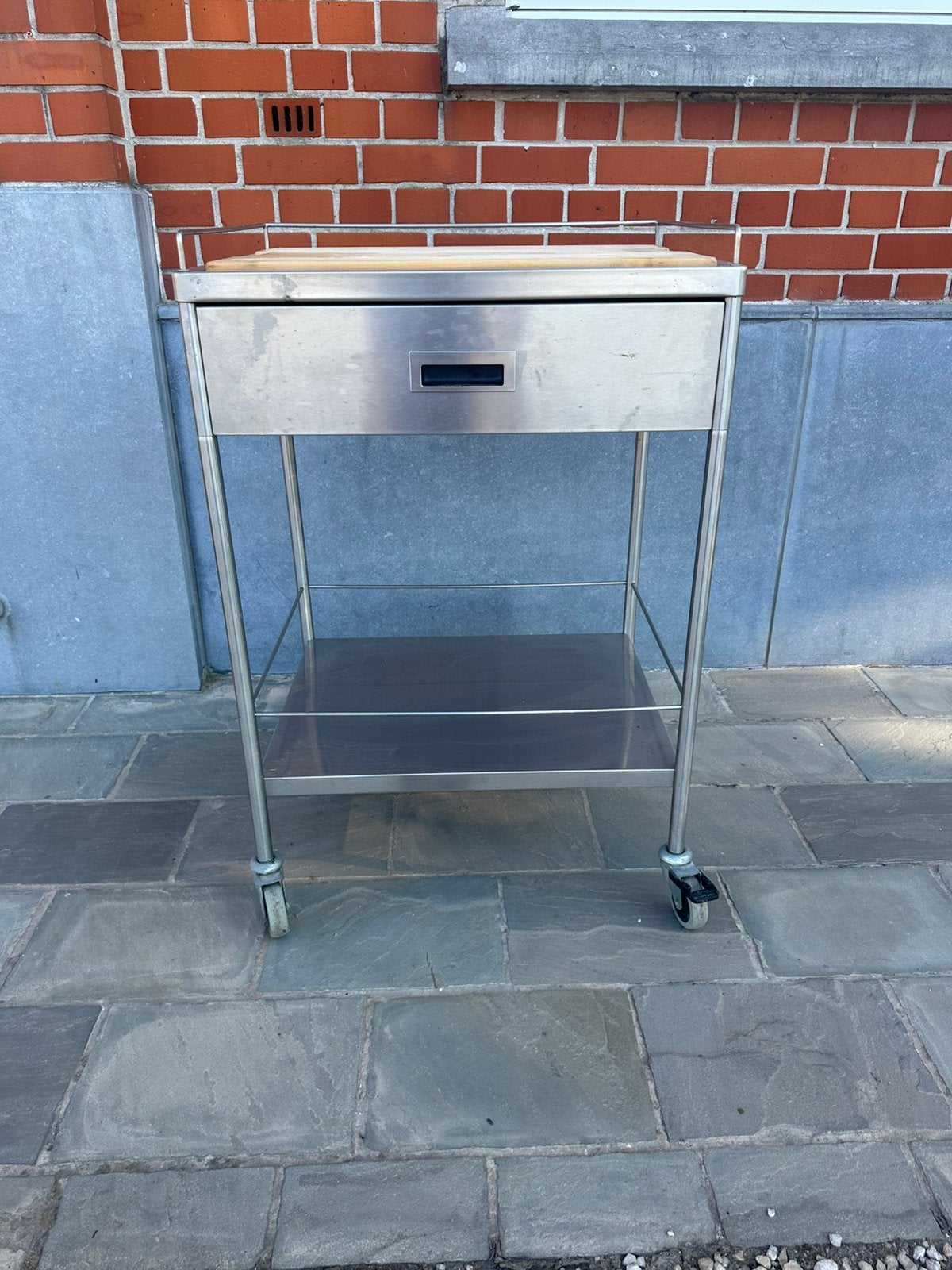 Keukentrolley RVS met Snijplank + Lade - 60x45,5x85,5, Jardin & Terrasse, Accessoires pour le barbecue, Comme neuf, Enlèvement