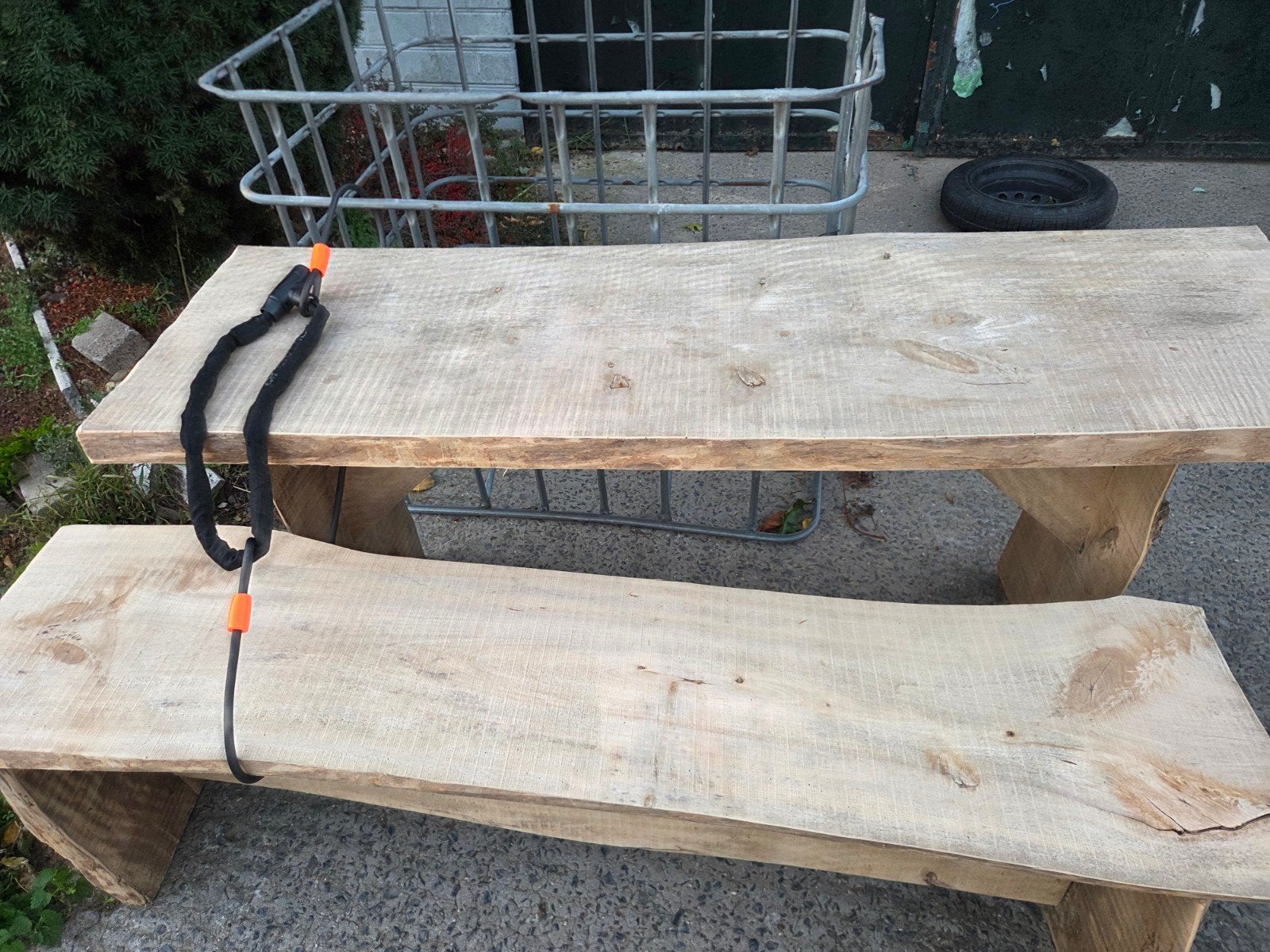 houte tafel en houte zitbank, Jardin & Terrasse, Enlèvement, Bois