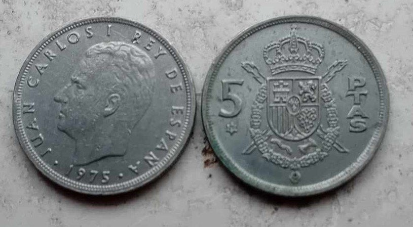 5 peseta 1975 / Juan Carlos I, Ophalen, Losse munt