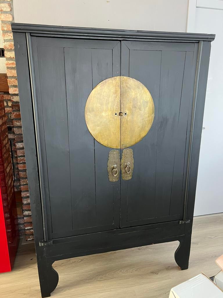 Vintage antiek zwarte Chinese bruidskast Aziatische kast, Enlèvement ou Envoi