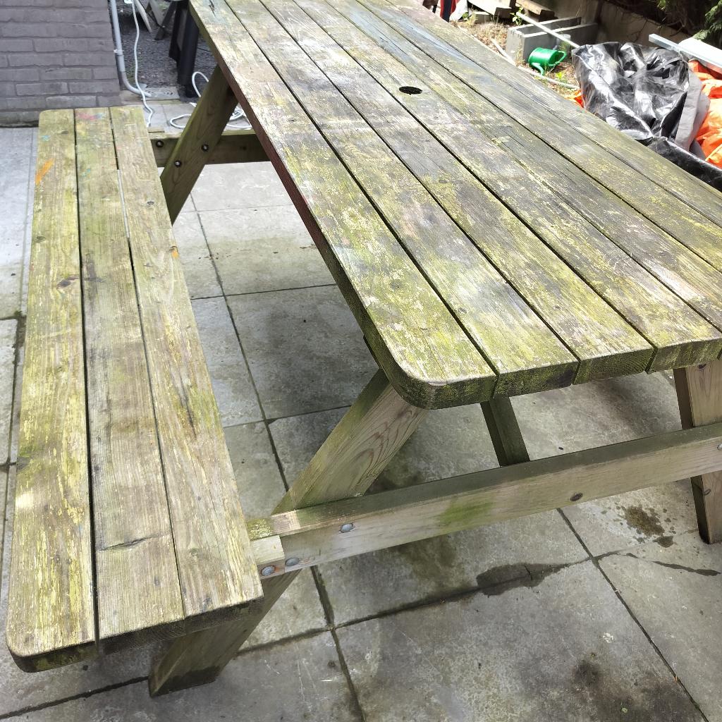 Picknicktafel, Tuin en Terras, Ophalen, Gebruikt, Rechthoekig, Hout