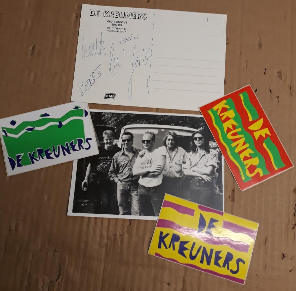 De Kreuners foto's, stickers, Verzamelen, Muziek, Artiesten en Beroemdheden, Ophalen of Verzenden, Gebruikt, Foto of Kaart, Gesigneerd