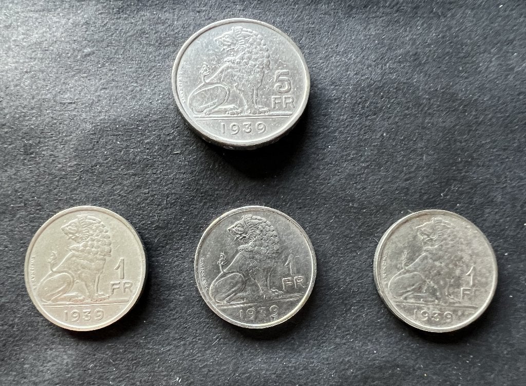 Belgie Leopold III - 5 frank - 1 frank 1939 Belgie Belgique, Postzegels en Munten, Munten | België, Ophalen of Verzenden, Overig
