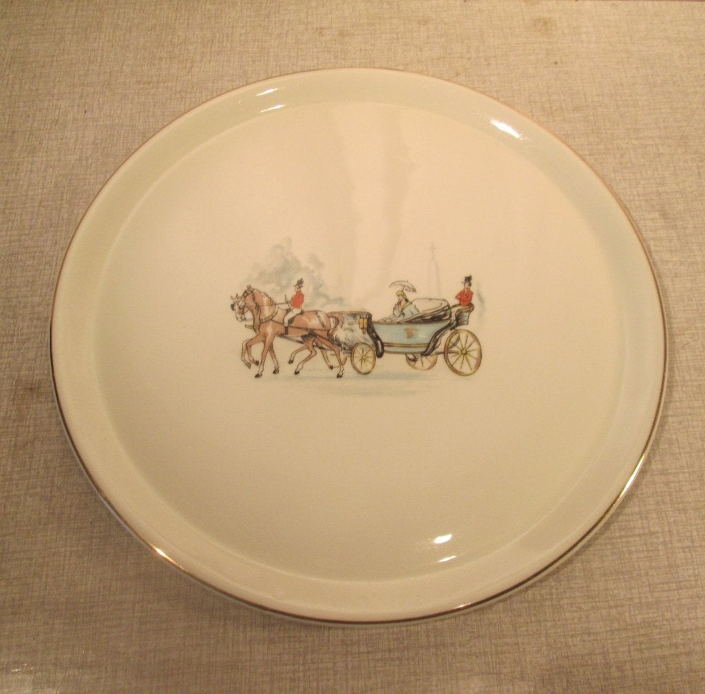 Prachtig Porseleine Bord - Koets met Paarden - Limoges, Antiek en Kunst, Ophalen of Verzenden