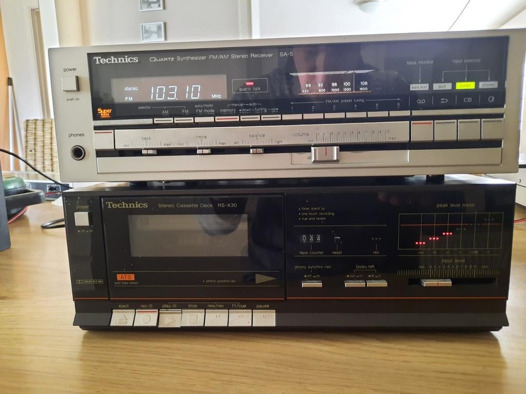 Technics SA-5 versterker met RS-X30 cassettedeck, Enlèvement, Utilisé, Stéréo, Moins de 60 watts