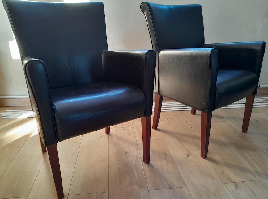 2 fauteuils en cuir, Ophalen, Gebruikt, Leer