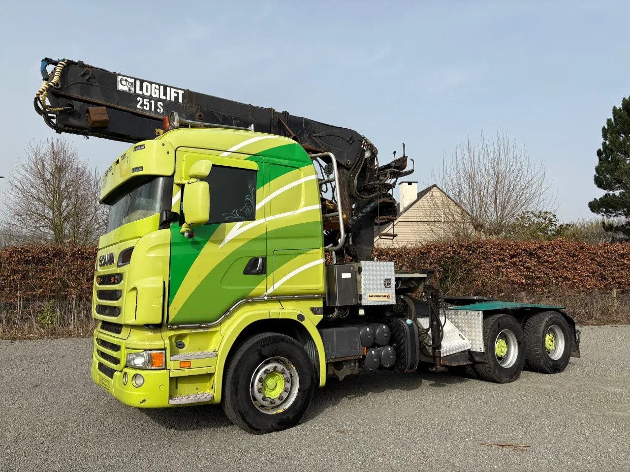 Scania R560 V8 / Kraan Loglift 251S / STEEL suspension / Ret, Autos, Cuir, Euro 5, Achat, 560 ch
