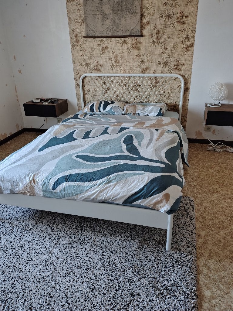 Bed 140x200 + lattenbodem + matras, Huis en Inrichting, Ophalen, Gebruikt, Wit, Tweepersoons
