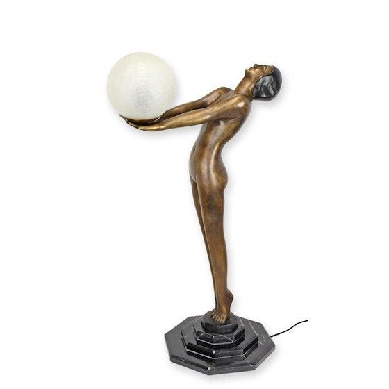 een bronzen Art Deco lamp , bollamp , aanbieding, Antiek en Kunst, Antiek | Verlichting, Ophalen of Verzenden