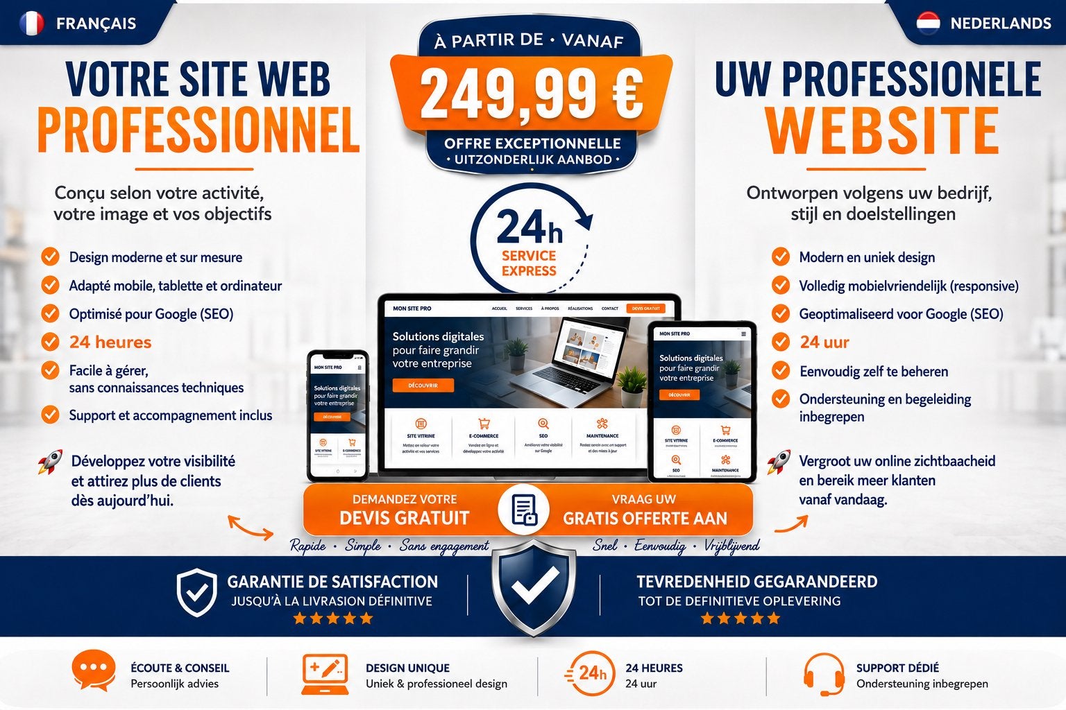 Site Web professionnel personnalisé - Prêt en 24 heures, Enlèvement ou Envoi