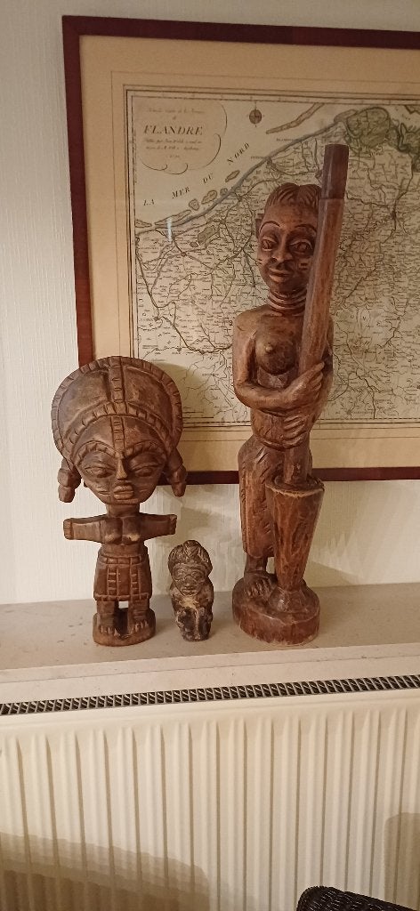 2 houten beelden + 1 stenen beeldje, Ophalen, Zo goed als nieuw, Overige typen