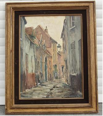 huile sur panneau ruelle signe louis clesse, Enlèvement ou Envoi