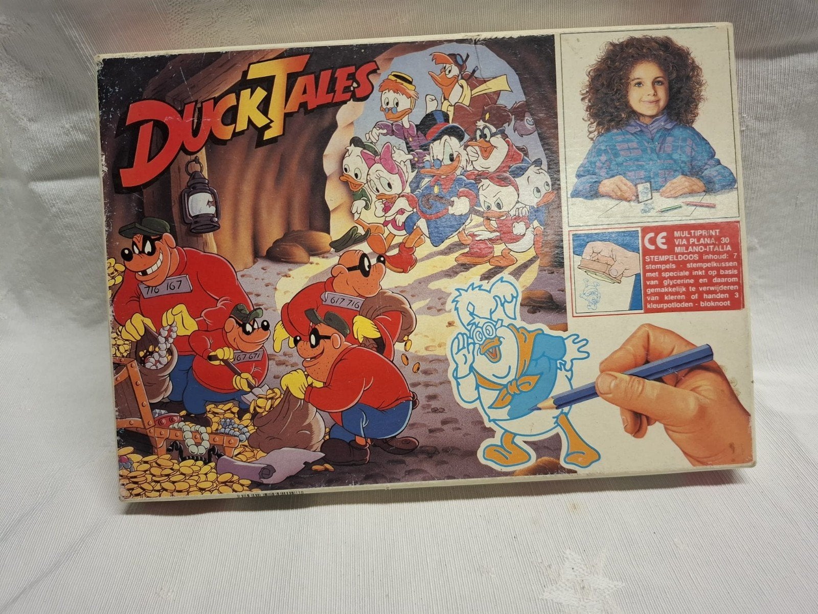 Vintage DuckTales Stempeldoos 1987 Walt Disney - 14 Stempels, Ophalen of Verzenden, Donald Duck, Zo goed als nieuw, Pen, Potlood of Stift