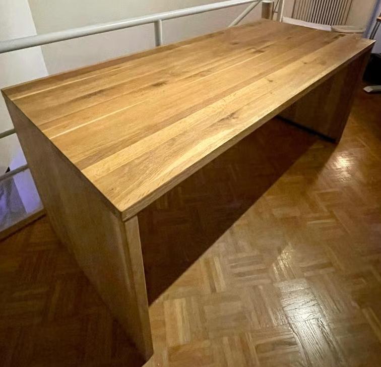 Bureau 180x80x76cm & Ladeblok  - eik massief, Huis en Inrichting, Bureaus, Gebruikt, Overige typen, Hout, Bruin, Opbergruimte