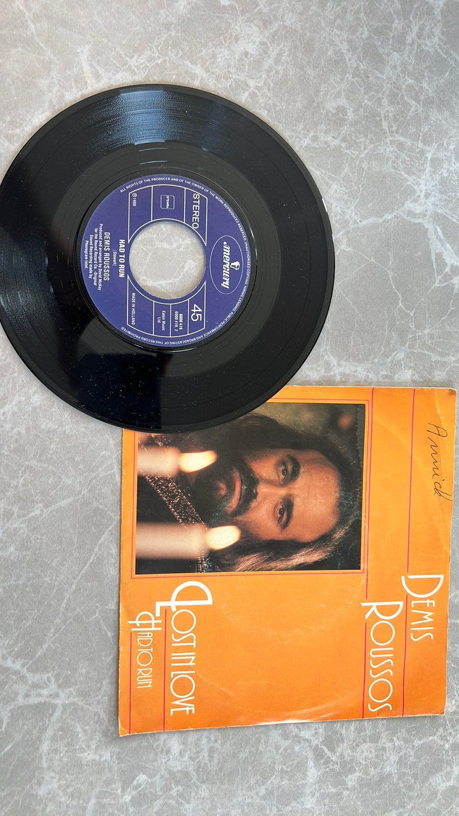 Vinyl 7" 45RPM Demis Roussos, Ophalen of Verzenden, Gebruikt, 7 inch
