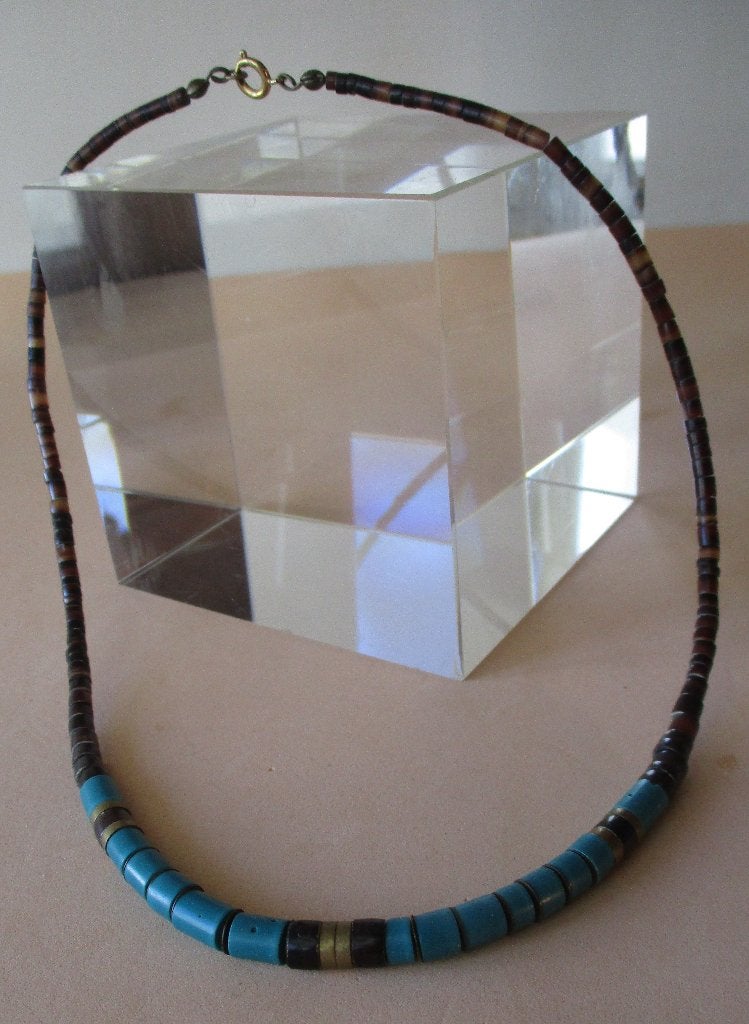 Ketting KT07-2: Mooie Turquoise ketting-schildpad-42cm., Envoi, Autres matériaux, Collier