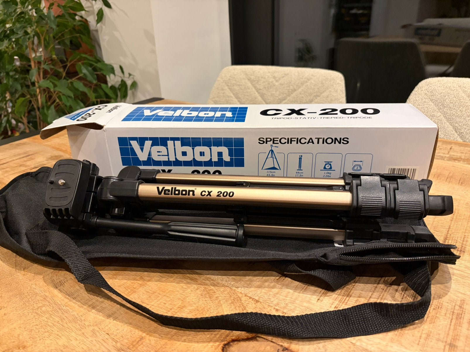 Trépied pour appareil photo Velbon CX-200, TV, Hi-fi & Vidéo, Enlèvement ou Envoi, Comme neuf, Tête de trépied, Velbon