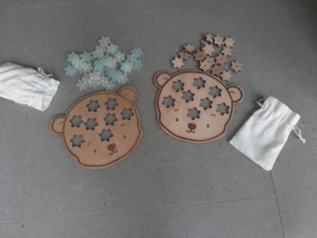 Diary of a mouse, Sneeuwvlokken Houten spel Montessori, Ophalen, Zo goed als nieuw