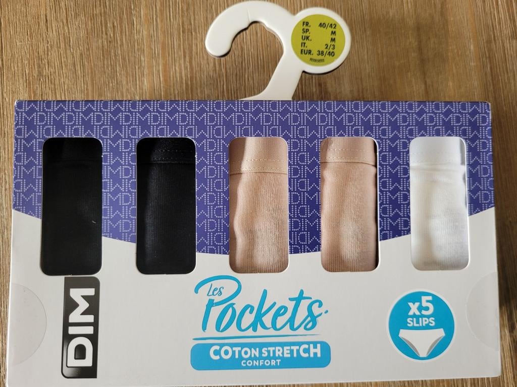 Set van 5 katoenen slips Zwart Nude Wit Les Pockets Ecodim , Kleding | Dames, Ophalen of Verzenden, Wit