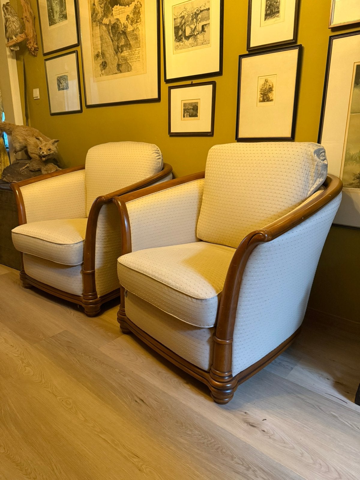 Vintage Franse fauteuils 2x eenzit zetel Jacques Leleu, Ophalen, Zo goed als nieuw