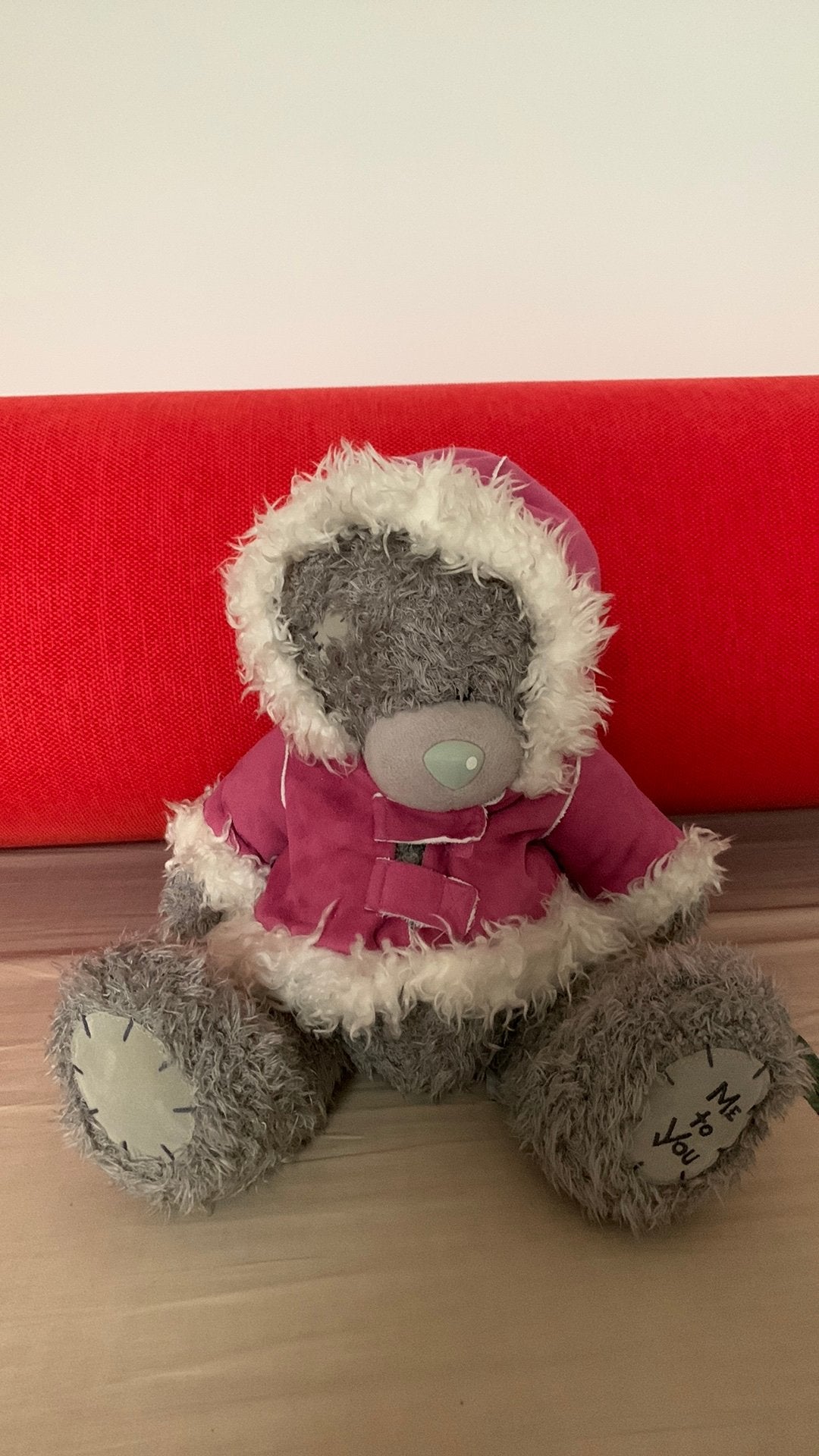 GROTE Me to You Beer in Roze Bontvest met Kap (Tatty Teddy), Collections, Enlèvement ou Envoi, Utilisé, Ours en tissus, Me To You