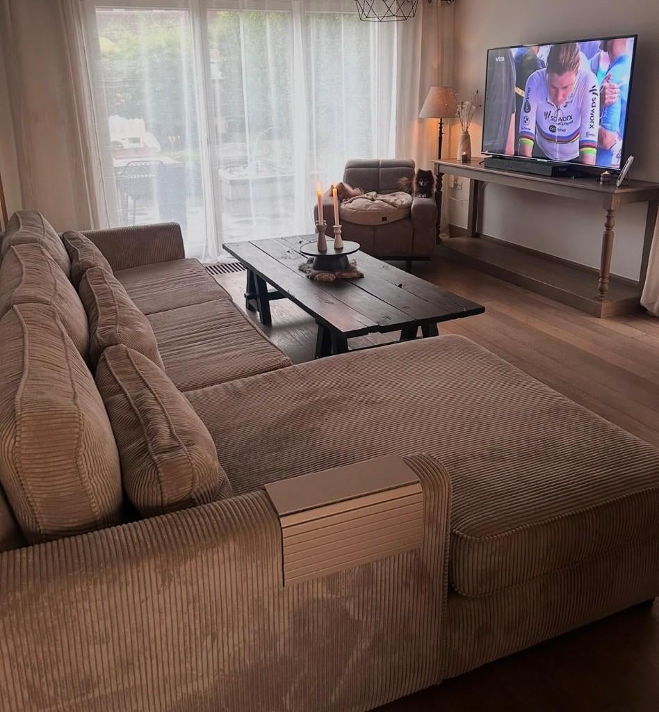 Volle eiken salontafel, 150 à 200 cm, Moins de 50 cm, Comme neuf, Enlèvement