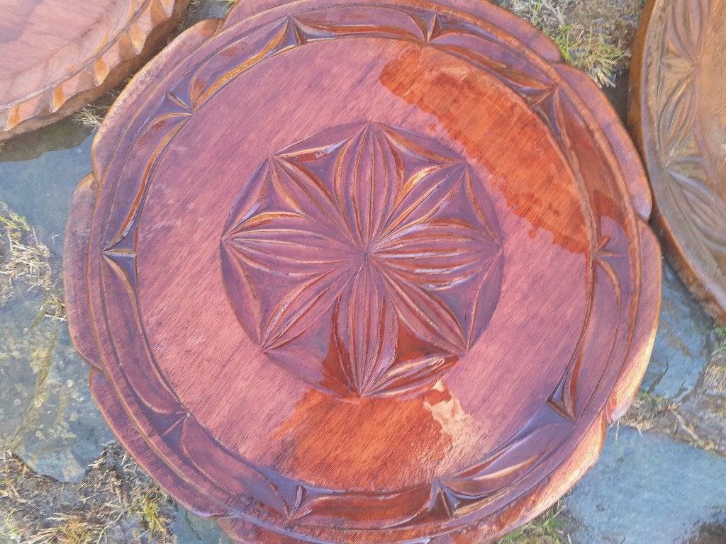 Table d appoint d art africain sans pieds, Enlèvement, Utilisé, Rond, Bois
