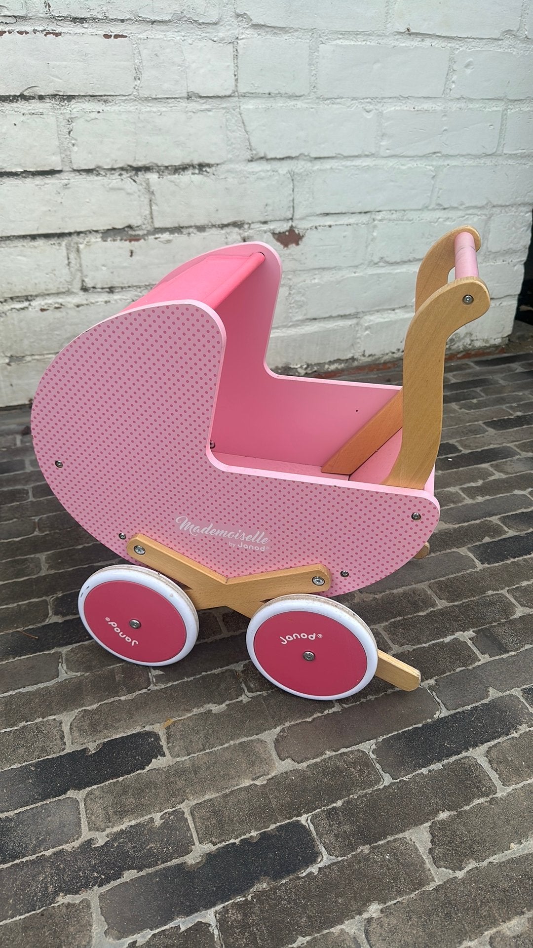 Janod mademoiselle roze poppenwagen, Ophalen, Gebruikt
