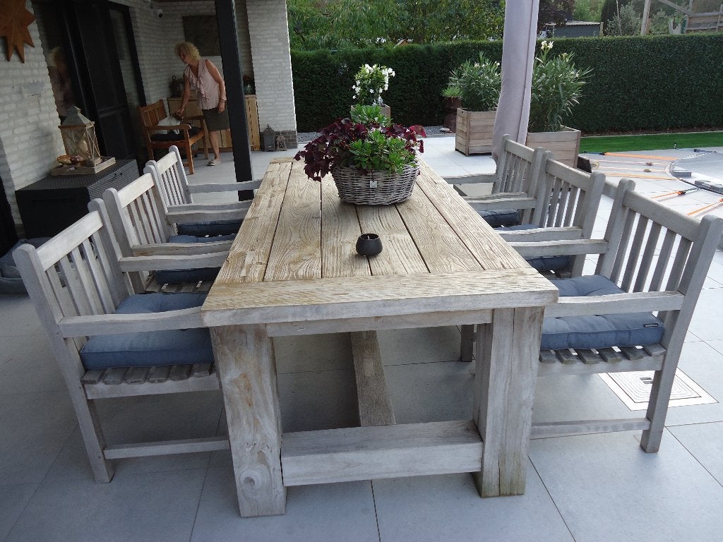 taeken tafel met sloelen, Ophalen, Zo goed als nieuw, Rechthoekig, Teakhout