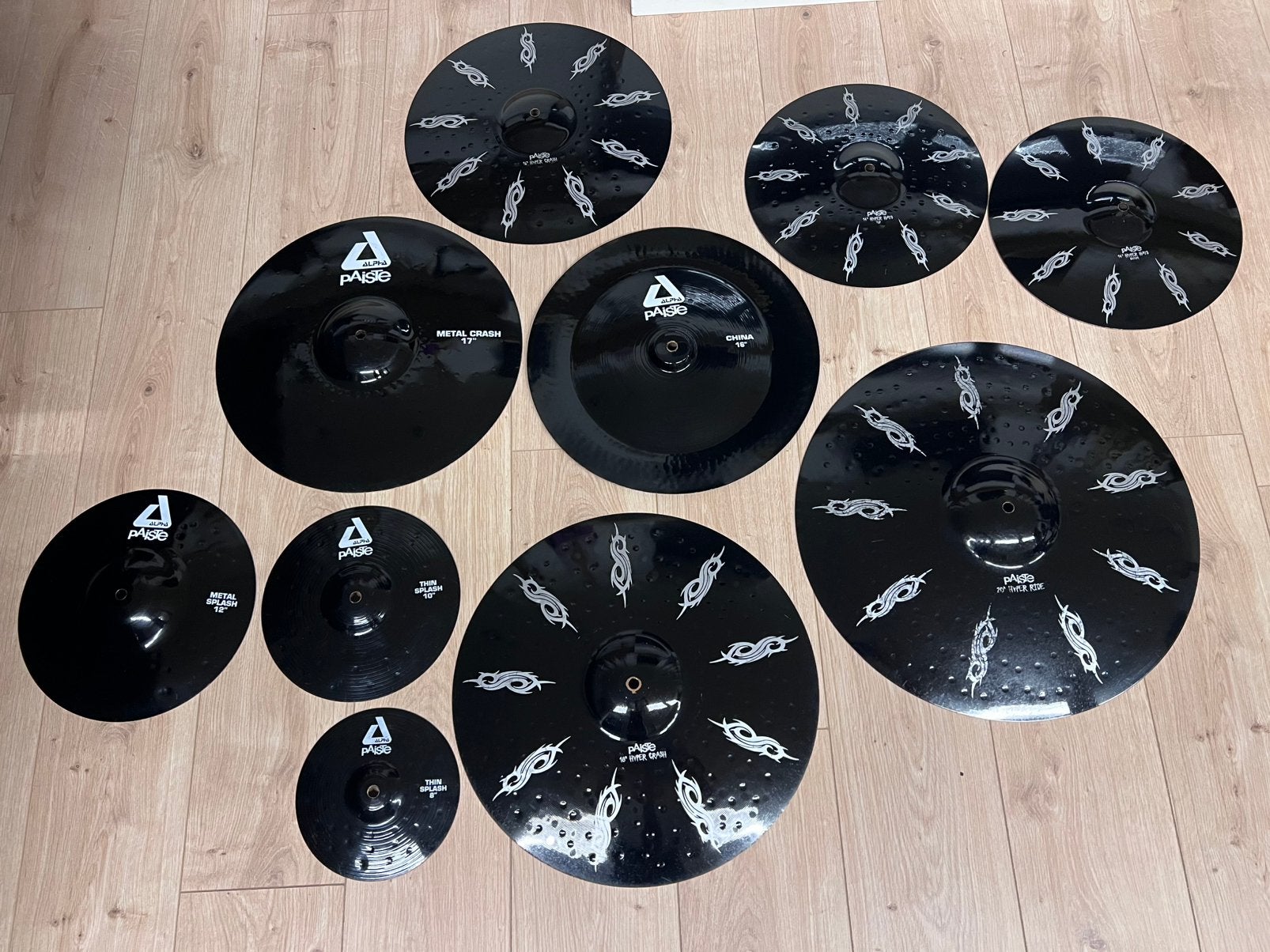 Paiste zwarte cymbalen , mooie complete set, Muziek en Instrumenten, Ophalen of Verzenden, Zo goed als nieuw