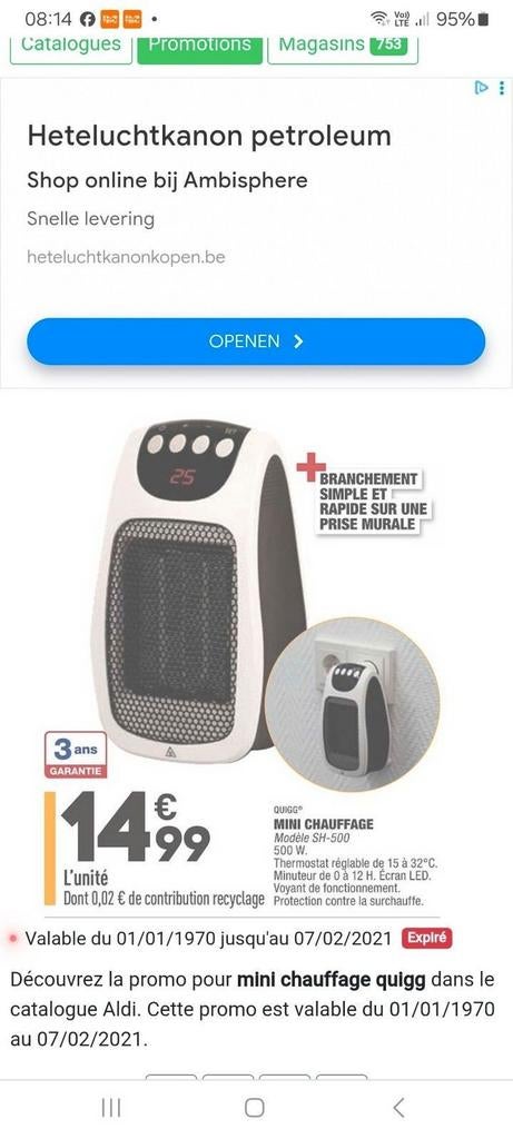 MINI CHAUFFAGE D'APPOINT NOUVEAU