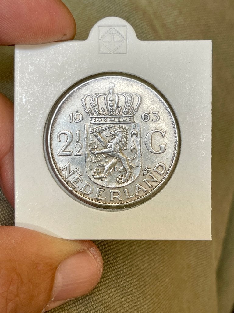 Nederland 2 1/2 gulden 1963, Ophalen, Losse munt, Zilver