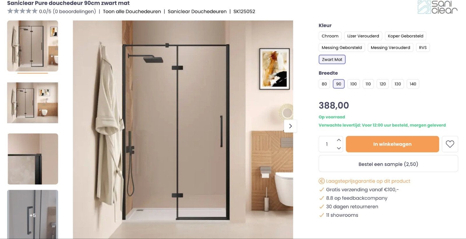 Douche deur 90 cm breed Nieuw!!!!!, Ophalen, Nieuw, 50 tot 100 cm