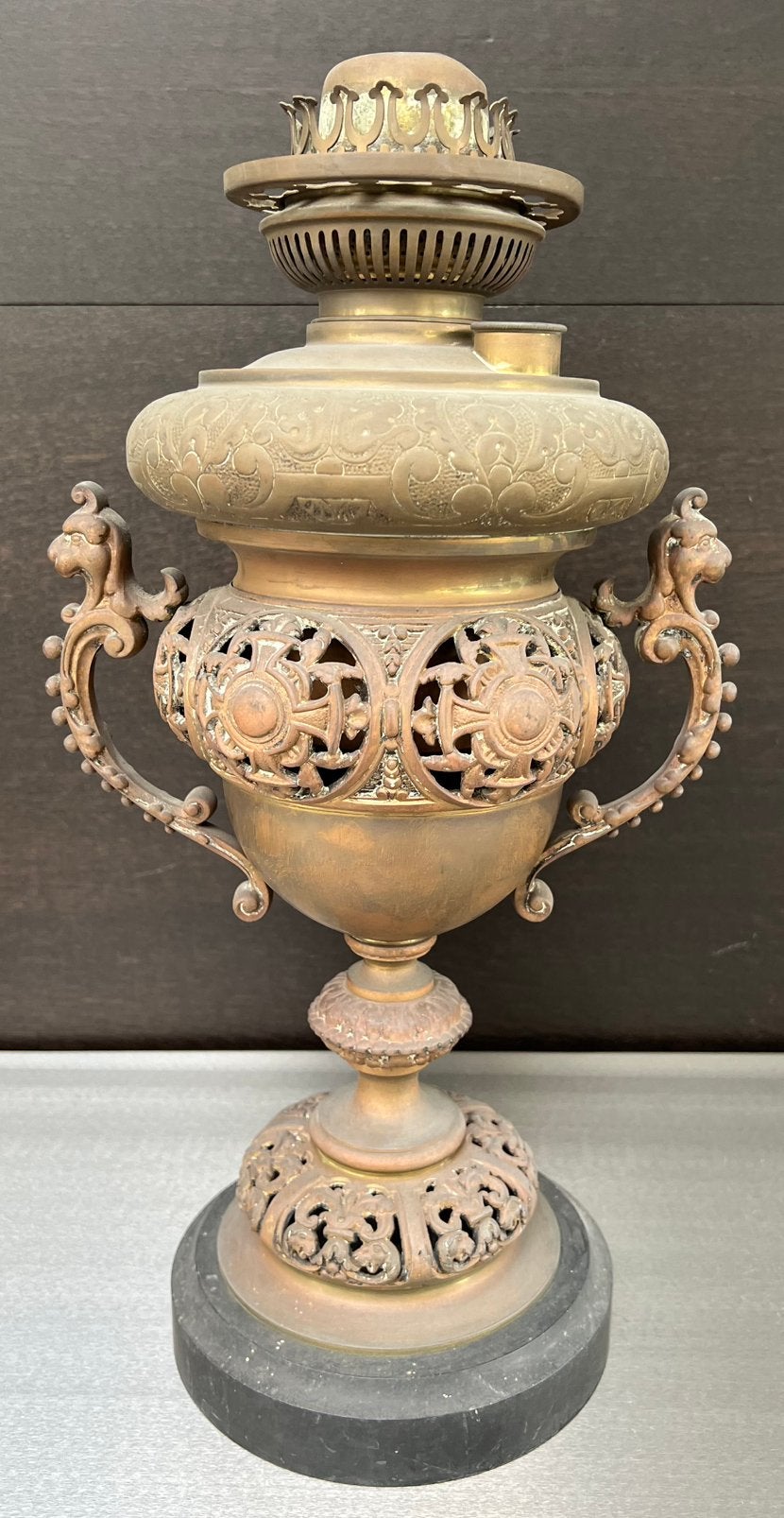 Antieke Lempereur&Bernard salonlamp–Lampe Belge (1884–1895), Antiek en Kunst, Ophalen