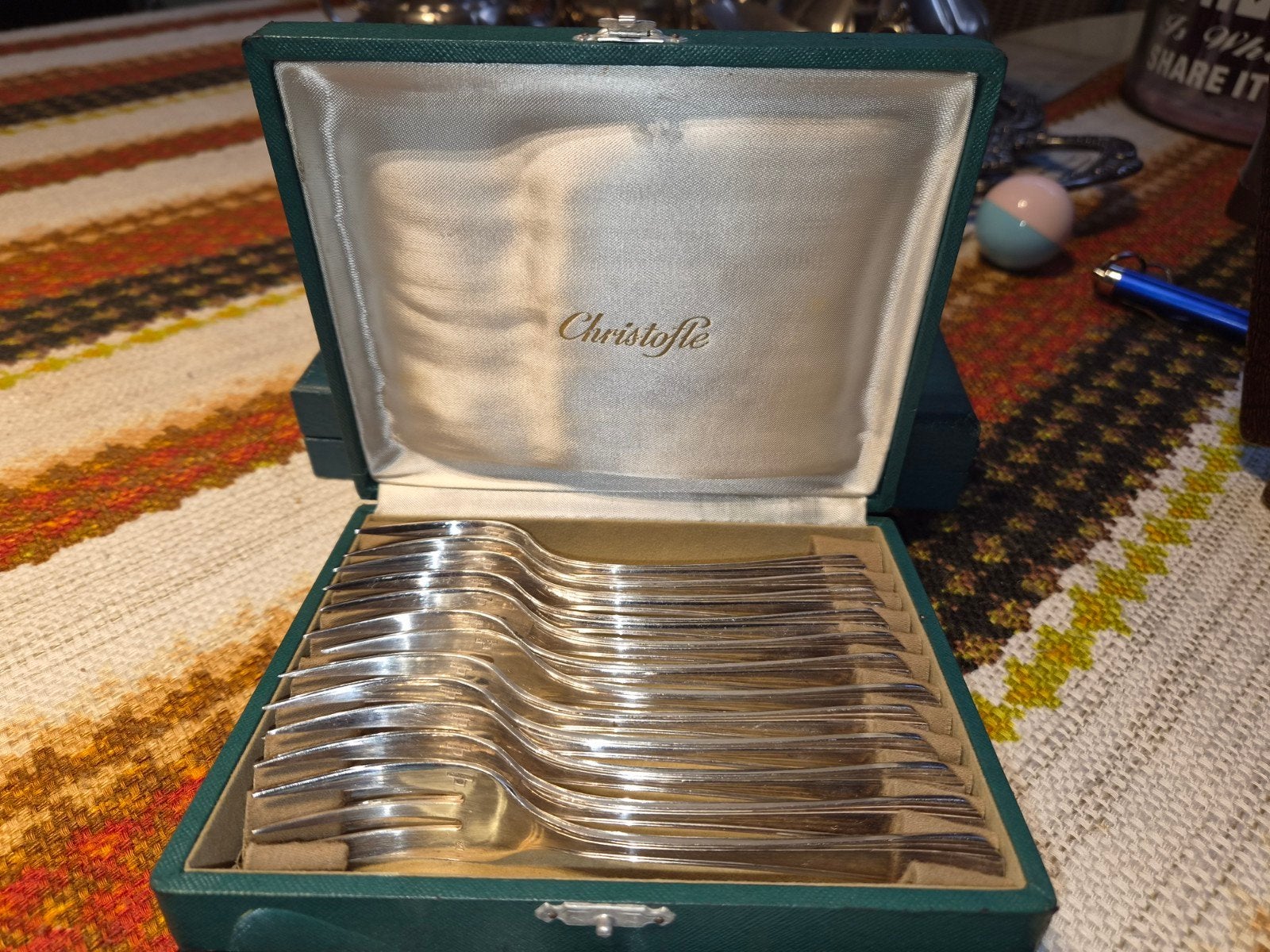 oud etui met 12 vorkjes christofle, Ophalen
