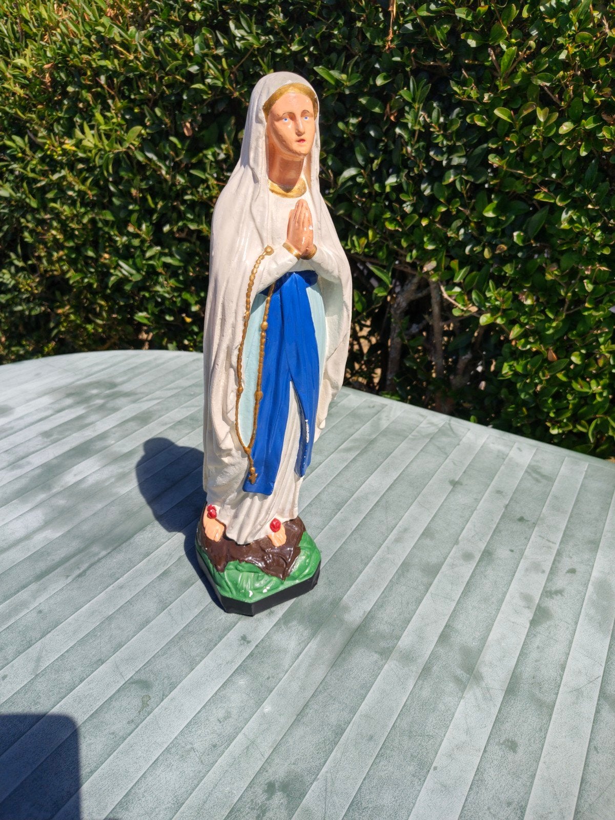 prachtig groot gipsen Maria beeld met mooie kleuren, Antiek en Kunst, Antiek | Religieuze voorwerpen, Ophalen of Verzenden
