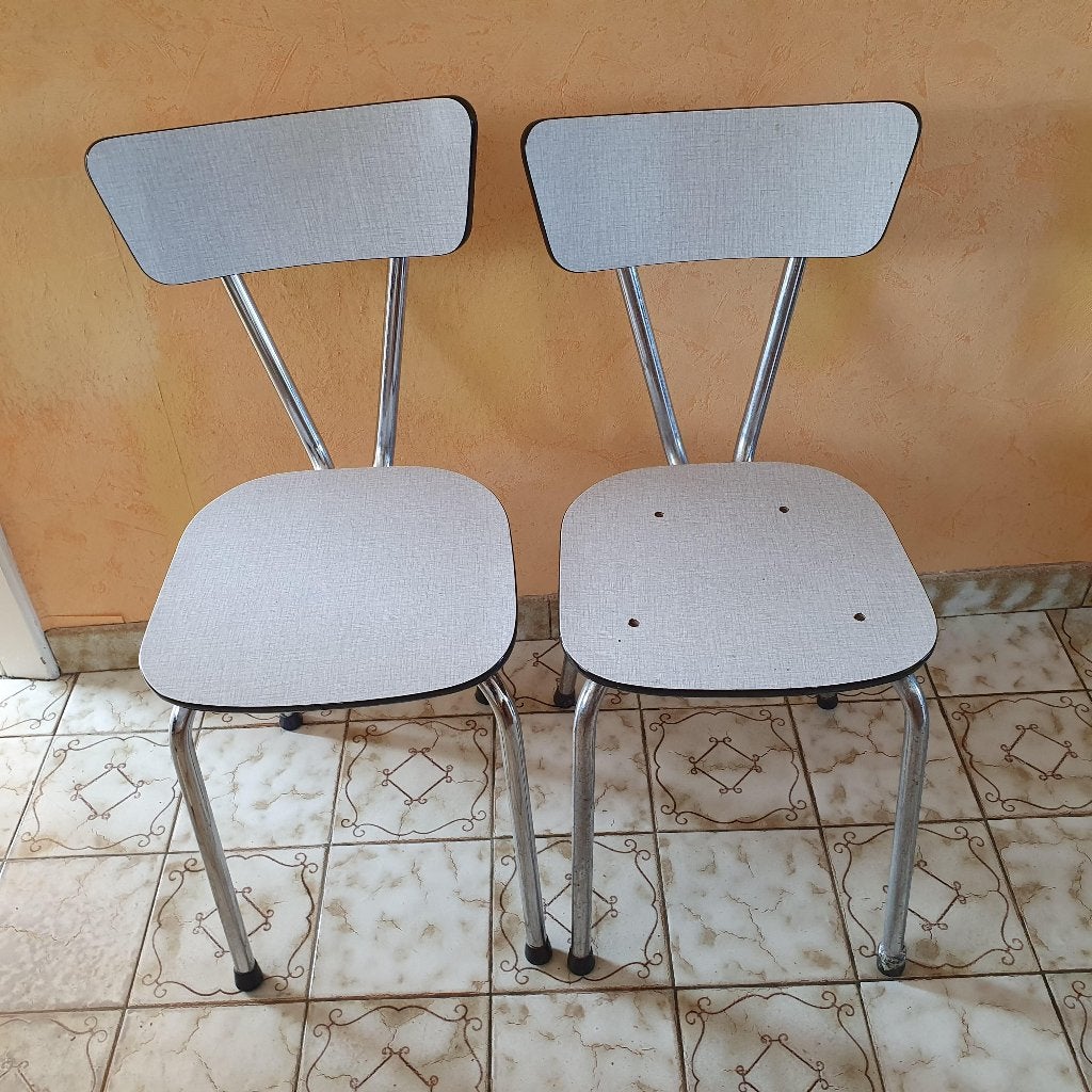 Chaise de cuisine vintage en Formica, pieds chromés, Maison & Meubles, Enlèvement, Une