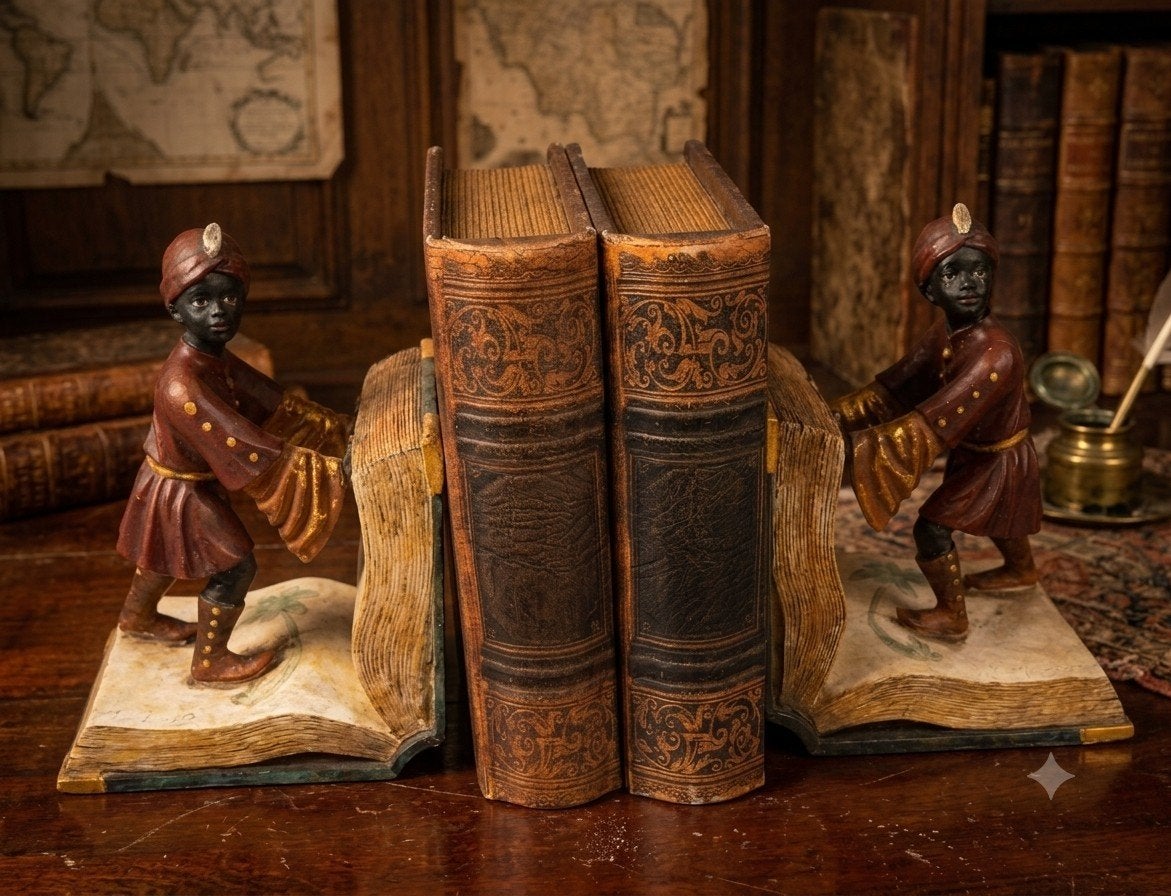 Blackamoor boekensteunen met boeken., Ophalen